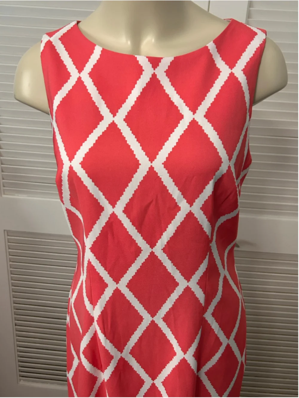 ALYX Red White Diamond Lattice Sleeveless Dress Size 12 Stretch